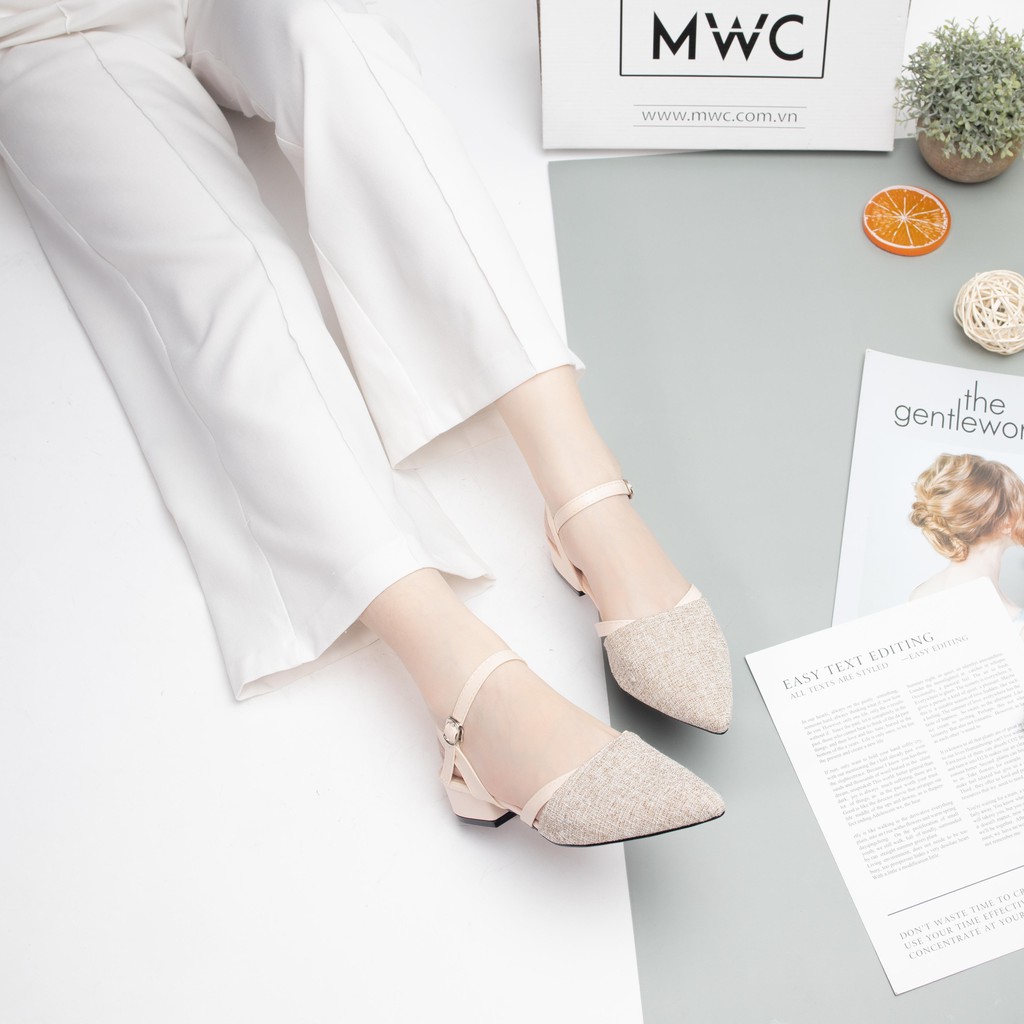 Giày Sandal Cao Gót MWC Đế Vuông 3CM Bít Mũi NUCG – 3916