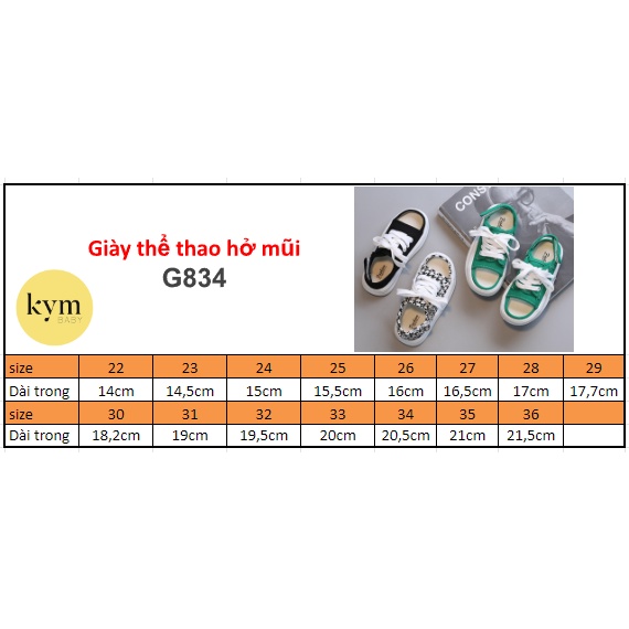 Giày thể thao thắt dây hở mũi năng động cho bé G834