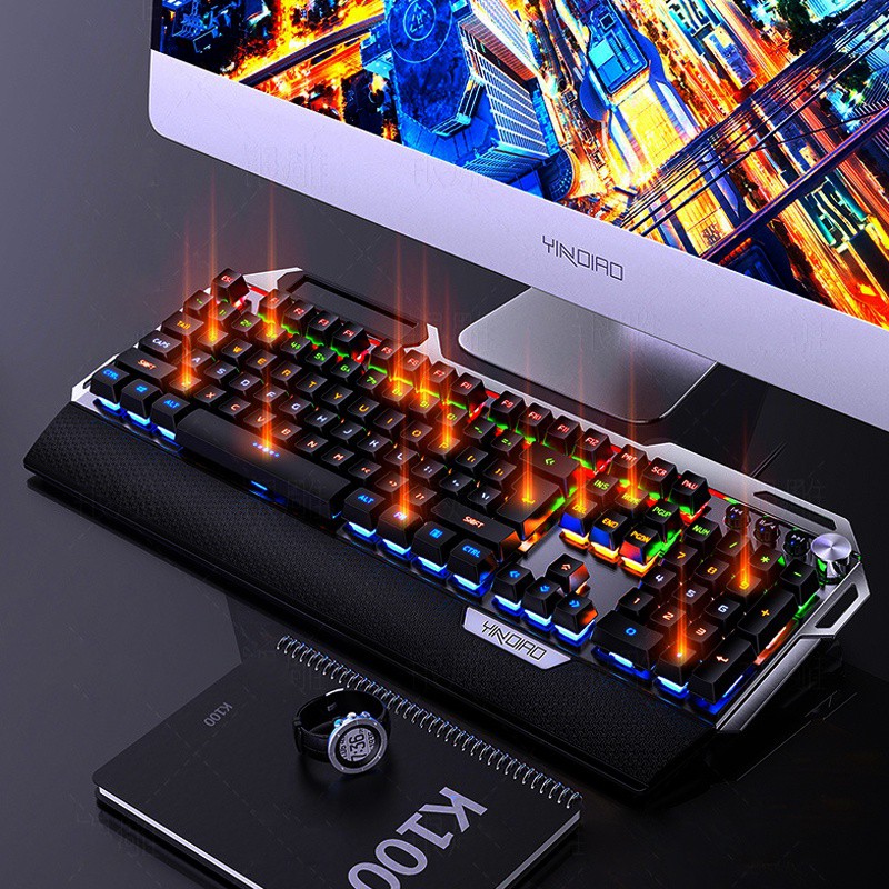 Bàn phím cơ gaming Latope bàn phím máy tính có dây Full Led RGB K100