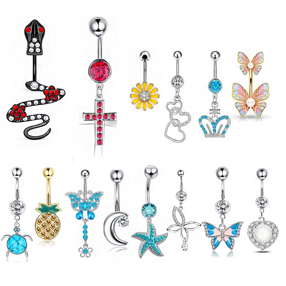 Khuyên Rốn Hình Bươm Bướm Bằng Thép Không Gỉ Quyến Rũ Thời Trang