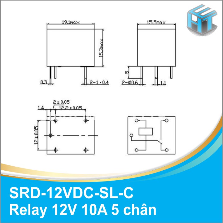 RELAY 12V 10A 5 CHÂN - COMBO 4 CÁI