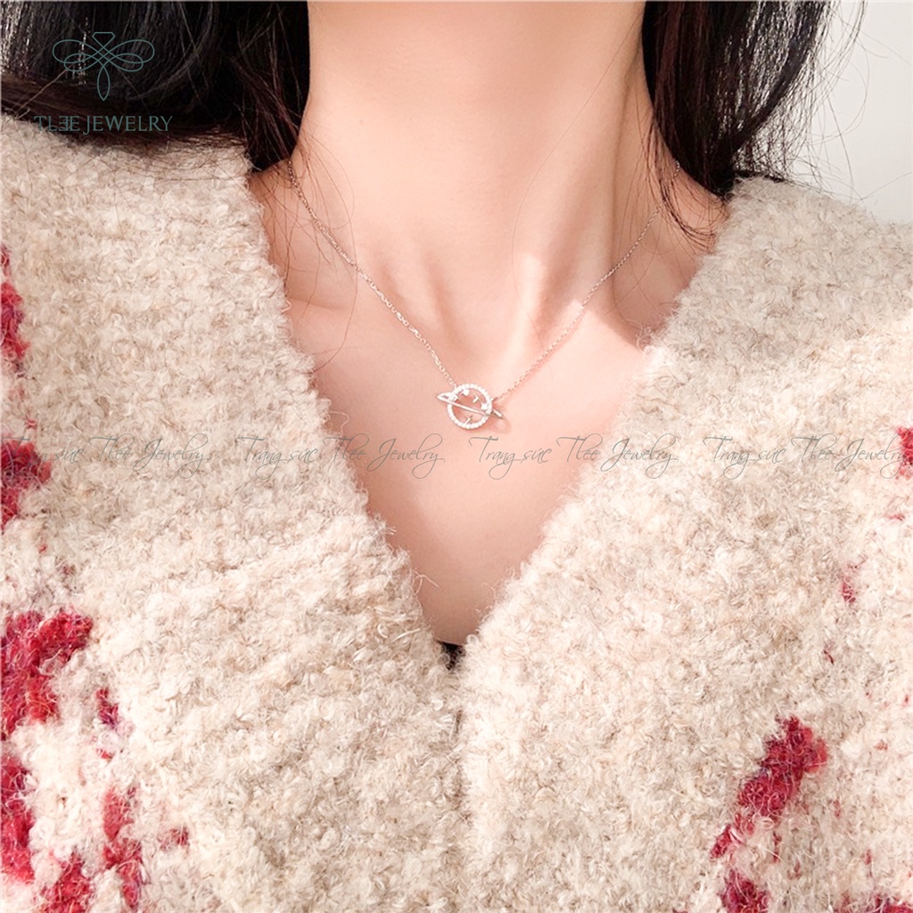 Dây chuyền bạc nữ TLEE mặt hành tinh galaxy nạm đá lấp lánh NCJ D0105