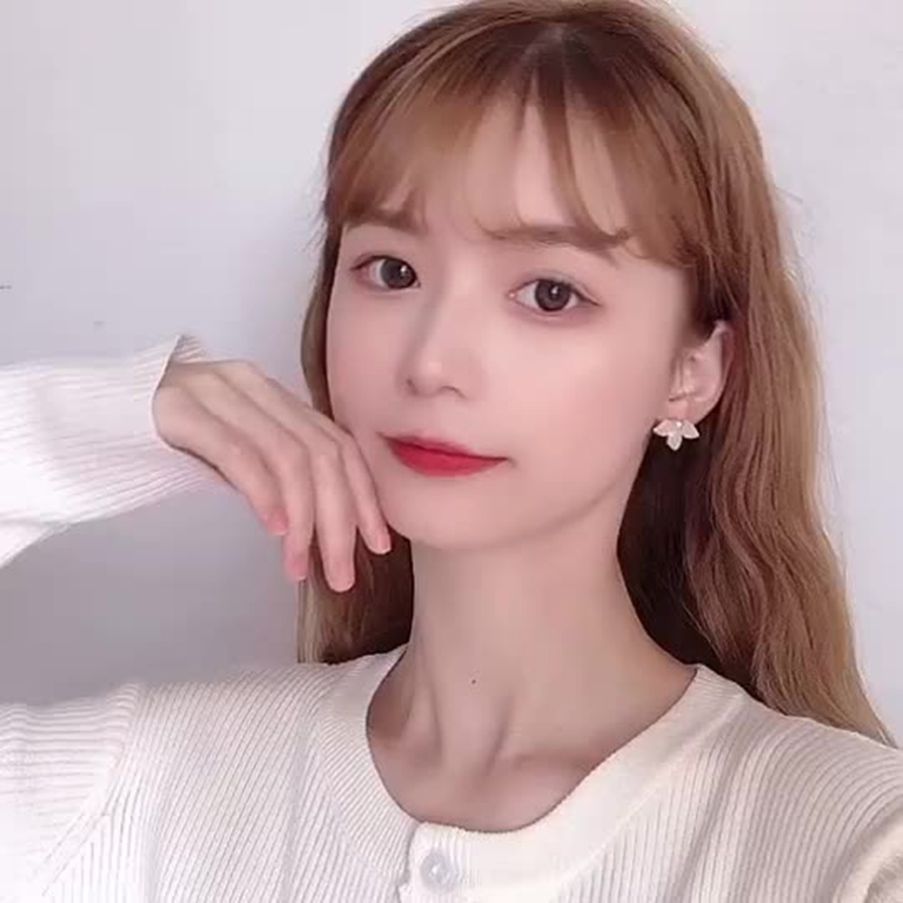 Khuyên Tai Kẹp Cỡ Nhỏ Họa Tiết Vỏ Sò/Hoa Trắng Phong Cách Hồng Kông Cổ Điển