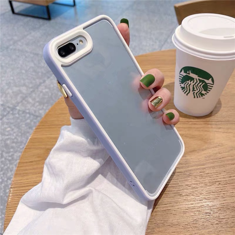 Ốp Điện Thoại acrylic Trong Suốt Chống Sốc Viền Màu Kẹo Cho iPhone 7+ 8 Plus X XS max XR 13 pro max 11 12 pro max