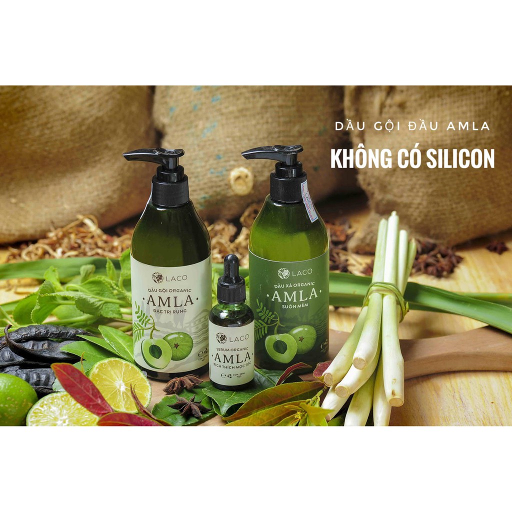 Dầu Gội Đầu 💝FREESHIP💝 Amla Laco  Ngăn Rung Tóc Sạch Gàu Hết Ngứa - Dầu Gội Organic Chiết Xuất Bồ kết Quả Amla