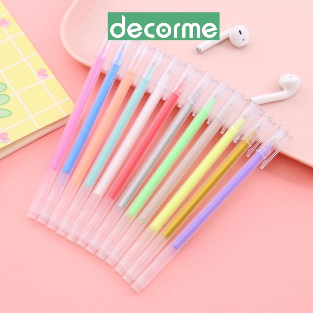 Bút Mực Gel Ngòi 0.5mm DecorMe Kiểu Dáng Đơn Giản màu macaron dễ thương SMN phụ kiện văn phòng phẩm SMN