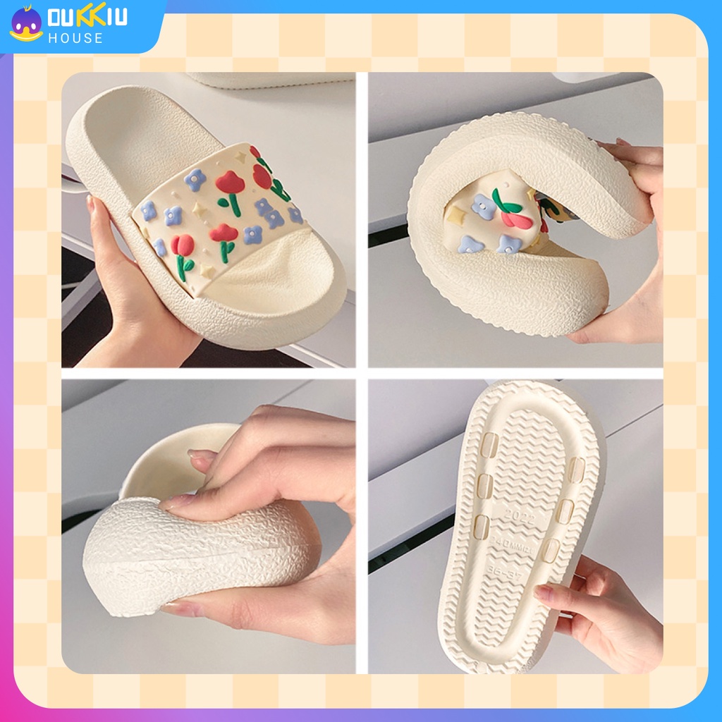 Dép bánh mì quai ngang hoa tulip  dễ thương/ Dép đôi bạn bè mang mùa hè siêu xinh