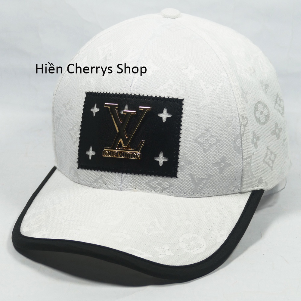 Nón kết, Mũ Lưỡi Trai thêu mặt da kết hợp gắn mặt sắt chữ LV- Chất liệu Cotton phù hợp cho cả nam và nữ.