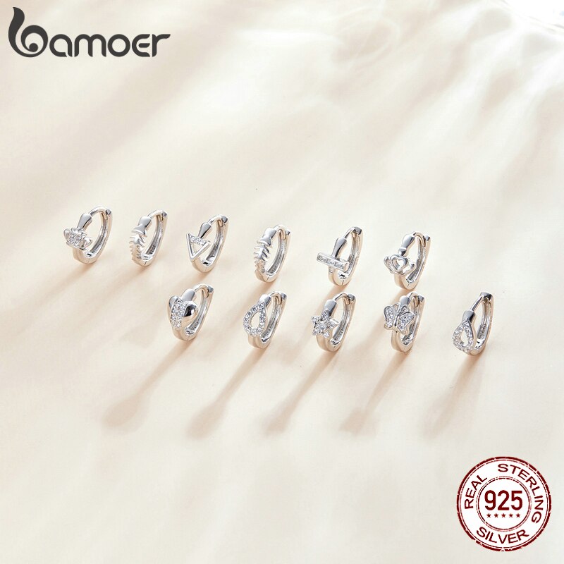 Đôi Khuyên Tai Bamoer Sce1037 Bạc 925 Hình Ngôi Sao 8 Kiểu Có Khóa Thời Trang Cho Phụ Nữ