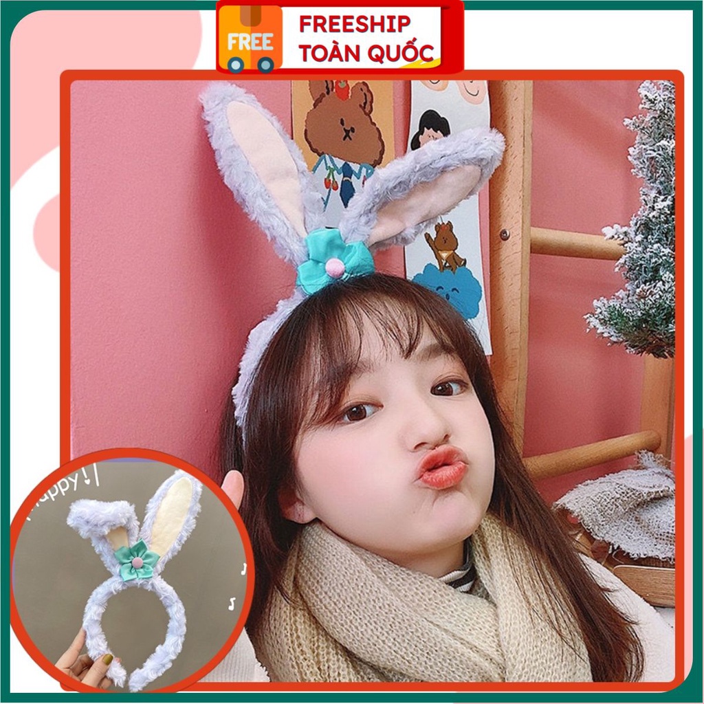 PVN33354 Bờm Cài Tóc Tai Thỏ Stella Dài Màu Tím Cute Dễ Thương t2 .