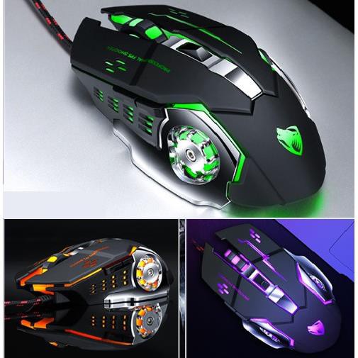 Chuột Gaming T-Wolf V6 đèn Led 7 màu có dây thiết kế đẹp | BH 6 Tháng