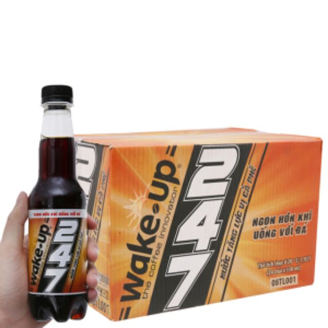 Thùng 24 Chai Nước Tăng Lực Vị Cà Phê Wake Up 247 (330ml)