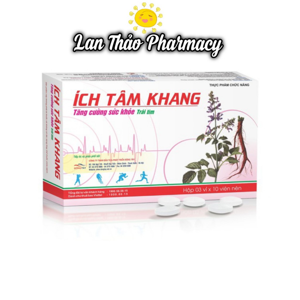 [có tem tích điểm] Ích Tâm Khang Hộp 30 Viên Hỗ Trợ Bệnh Suy Tim - tăng cường sức khỏe trái tim