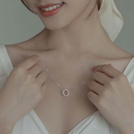 Dây Chuyền Bạc Nữ Vòng Tròn Nạm Đá -Trang Sức TNC JEWELLERY