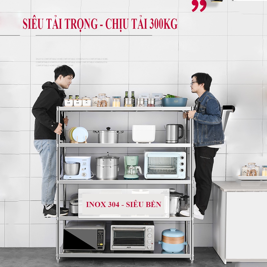 Kệ Inox 304 Để Đồ Nhà Bếp💔FREESHIP💔Kệ Lò Vi Sóng Đa Năng 3 4 5 Tầng Thông Minh, Bền đẹp 20 năm MKS040