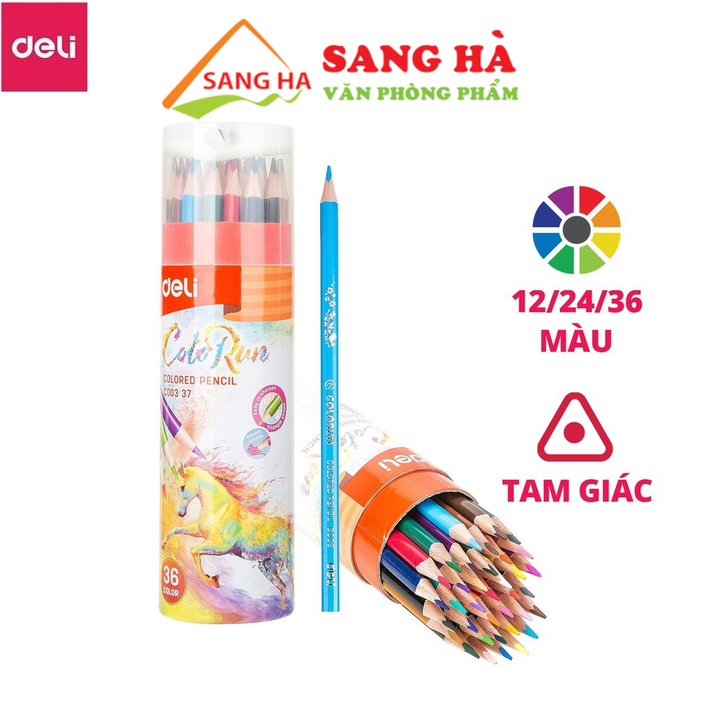 Bút chì 12/24/36 màu Deli mã EC00307/EC00327/EC00337 - Hàng chính hãng Deli