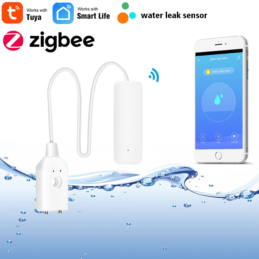 Coza Tuya Cảm Biến Rò Rỉ Nước Thiết Bị Dò Lũ Wifi Không Dây Zigbee Hoạt Động Với Trợ Lý Nhà Li-fe Thông Minh Thời Gian Chờ Lâu