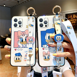 Ốp điện thoại in hình vịt Donald có quai cầm tay + dây đeo cho Samsung S10 S20 S21 Plus Note 10 Plus 20 Ultra S21 Ultra
