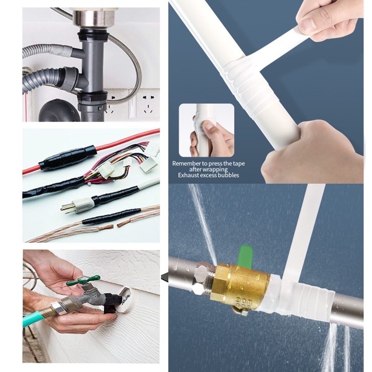 Băng Keo silicone Dán Bịt Kín Ống Nước Nhà Tắm/Nhà Bếp Siêu Chắc Chắn Chống Thấm Nước