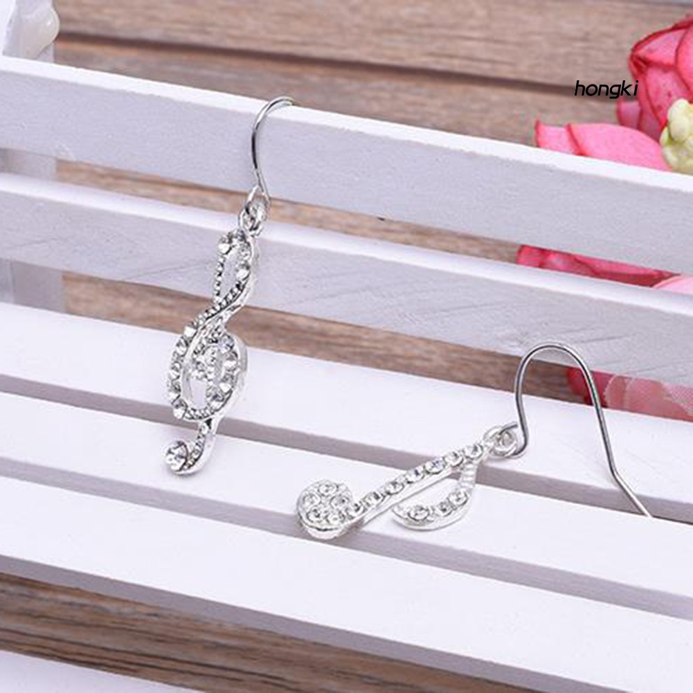 Bông Tai Hình Nốt Nhạc Đính Đá Thời Trang Dành Cho Nữ