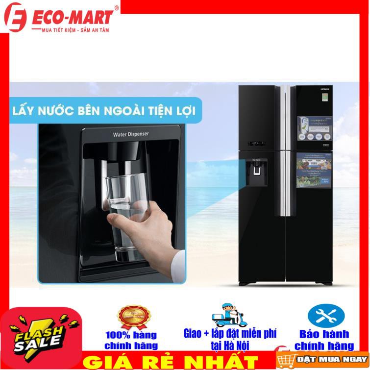 Tủ lạnh Hitachi 4 cánh màu đen R-FW690PGV7
