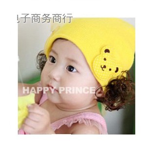 Mũ len tóc giả hình gấu dễ thương