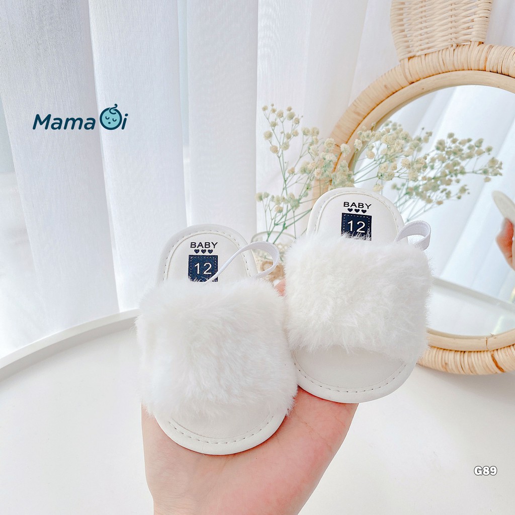 G89 Dép lông màu trắng có qoai cho bé tập đi của Mama Ơi - Thời trang cho bé