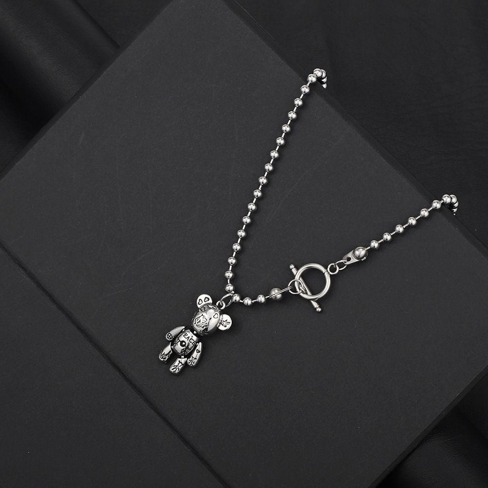 QQMALL Vòng cổ Thép Titan Mặt Khóa OT Đơn Giản Sáng Tạo Phong Cách Hip Hop Hàn Quốc Thời Trang