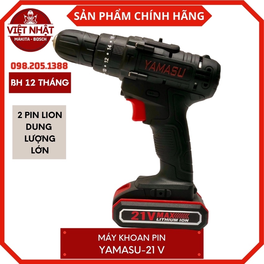 Máy khoan pin bắt vít YAMASU-21V sản phẩm chính hãng ,bảo hành theo tiêu chuẩn của nhà sản xuất.
