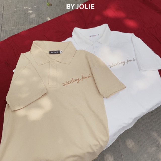 Áo polo unisex &quot;Starting Fresh&quot; Byjolie chất cotton thoáng mát