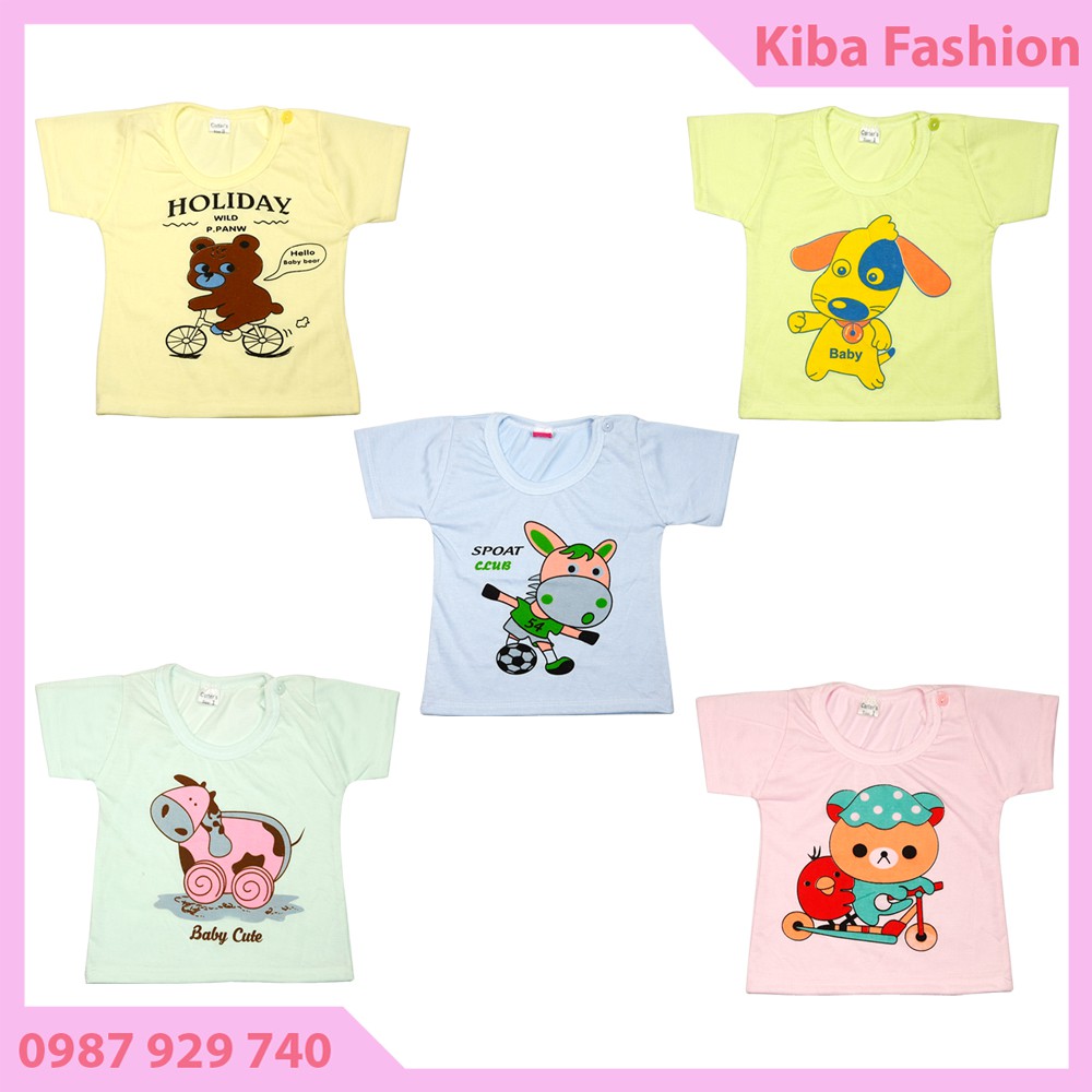 Set 5 Áo sơ sinh chất cotton ĐẸP có cúc cài vai cho bé 2-10kg - ACSS - HMA0100 (hình in thay đổi theo lô hàng)