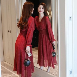 VÁY DÀI TAY CHẤM BI