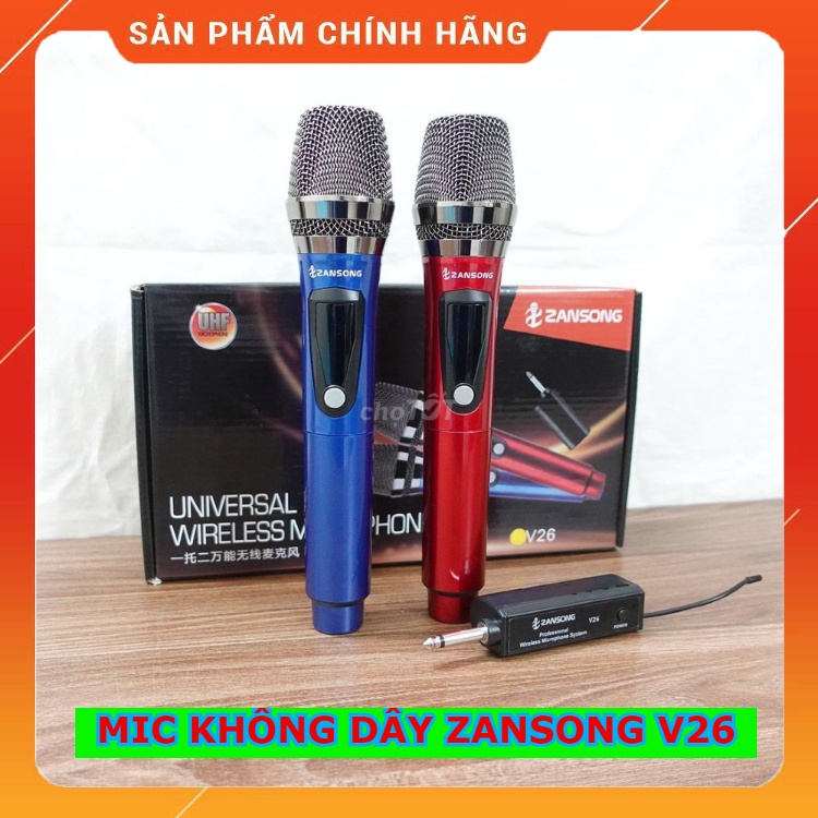 Mic Không Dây Cao Cấp ZANSONG V26. Có Thể Kết Nối Loa Kéo,Âm Ly,Mic Thu Âm. Tặng Kèm Pin Gắn Mic. Bảo Hành 12 Tháng