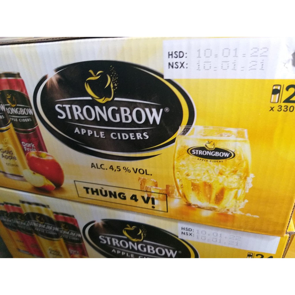 Thùng 24 lon Strongbow mix 4 vị Lon 330ml