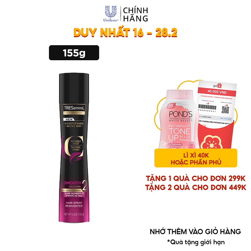 Xịt tạo kiểu tóc vào nếp mềm mượt TRESemmé Compressed Micro Mist Phun Sương Siêu Mịn 155g