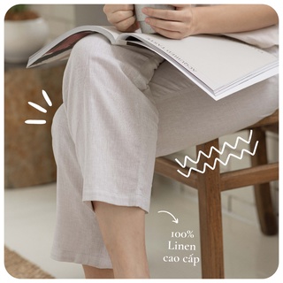 [100% LINEN CAO CẤP] Quần Dài Linen NAM/NỮ Màu Xám Trắng/Be UNISEX