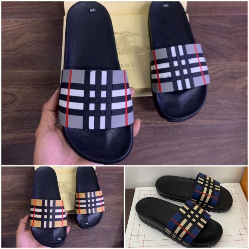 [box hộp+ bảo hành] Dép nam quai ngang BBR đế cao 3cm tôn dáng - Dép nam BBR kẻ ô vuông cực đỉnh