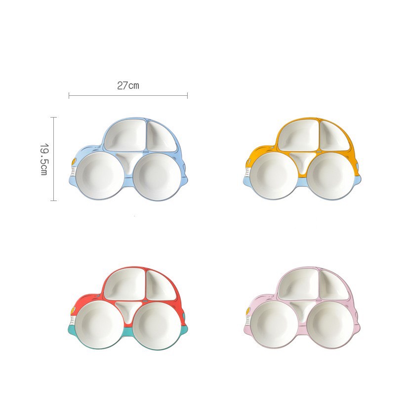 Khay ăn dặm hình oto cho bé 4 ngăn, bát ăn dặm bằng nhựa tiện lợi hình oto đáng yêu