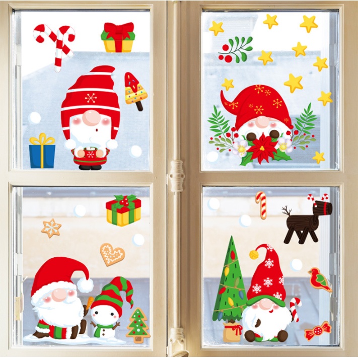 Decal dán tường Noel Hít Tĩnh Điện không Dơ Kính - Noel lùn đáng yêu