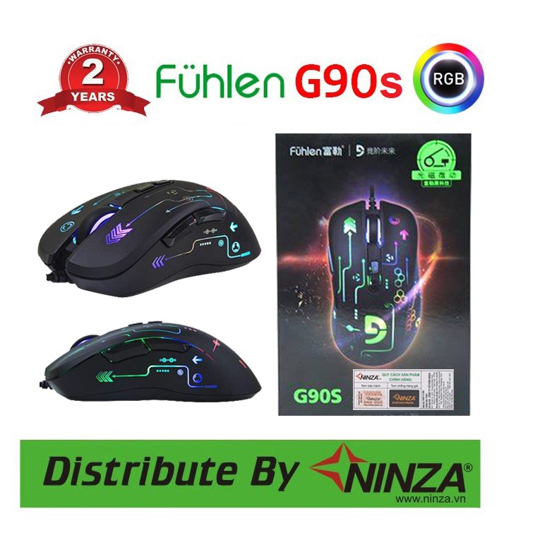 [Mã 267ELSALE hoàn 7% đơn 300K] Chuột Fuhlen G90s DPI 4000, Led RGB - Hàng phân phối chính hãng Ninza bảo hành 24 tháng