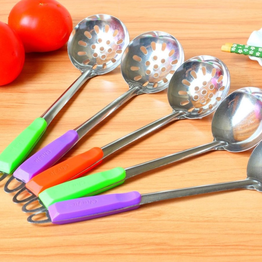 Vợt múc Topping trân châu, vợt múc lẩu inox cán đỏ siêu bền, siêu tiện lợi Dụng cụ pha chế QDP