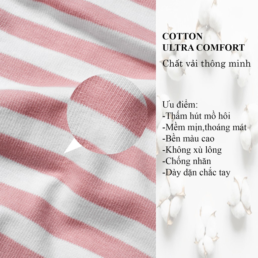 Áo thun nam Double'D chất cotton phối sọc ngang TSS01