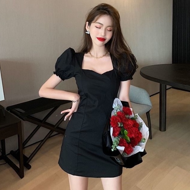 Đầm Cổ Vuông Tay Phồng Phong Cách Thời Trang Mùa Hè Mới Cho Nữ