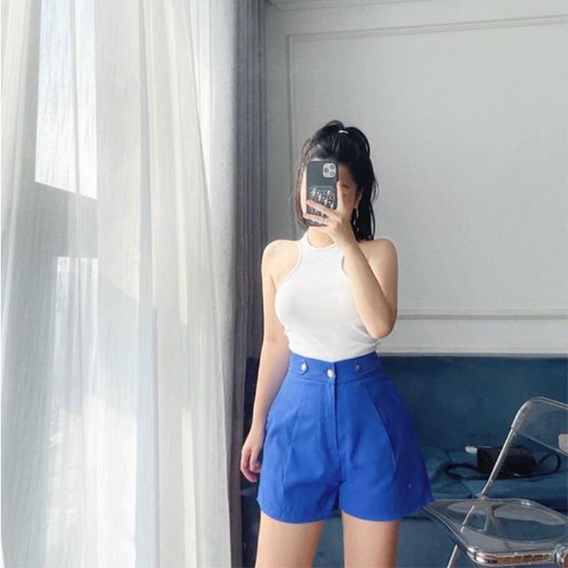 Quần short nữ lưng cao đùi ống rộng chuẩn form tôn dáng cực đẹp M367