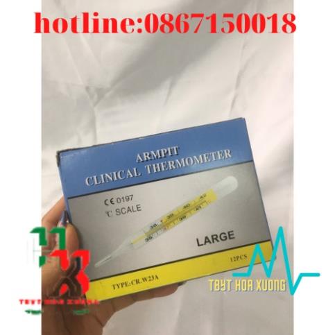 Hộp 12 Cái Nhiệt Kế Huỷ Ngân Đo Nhiệt Độ Cơ Thể