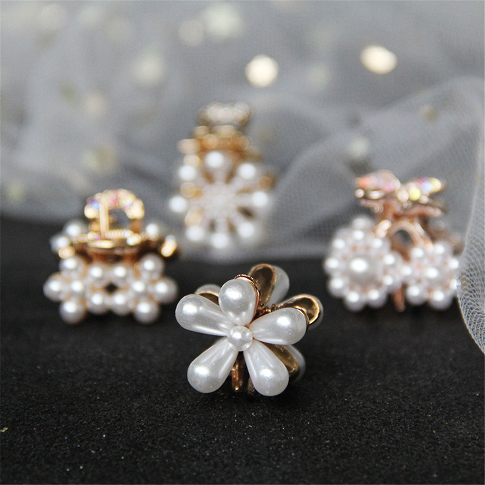 Kẹp Tóc Càng Cua Mini Đính Ngọc Trai Nhân Tạo Cho Nữ