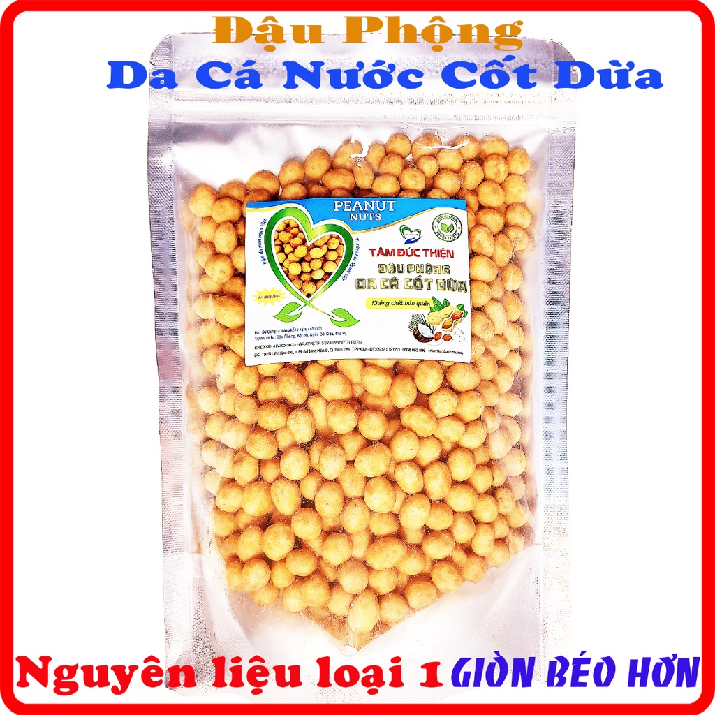 Combo 1KG Đậu Phộng Da Cá 2 Vị: Nước Cốt Dừa và Rang Tỏi Ớt Tâm Đức Thiện (2 x Túi 500GR) Tự Chọn