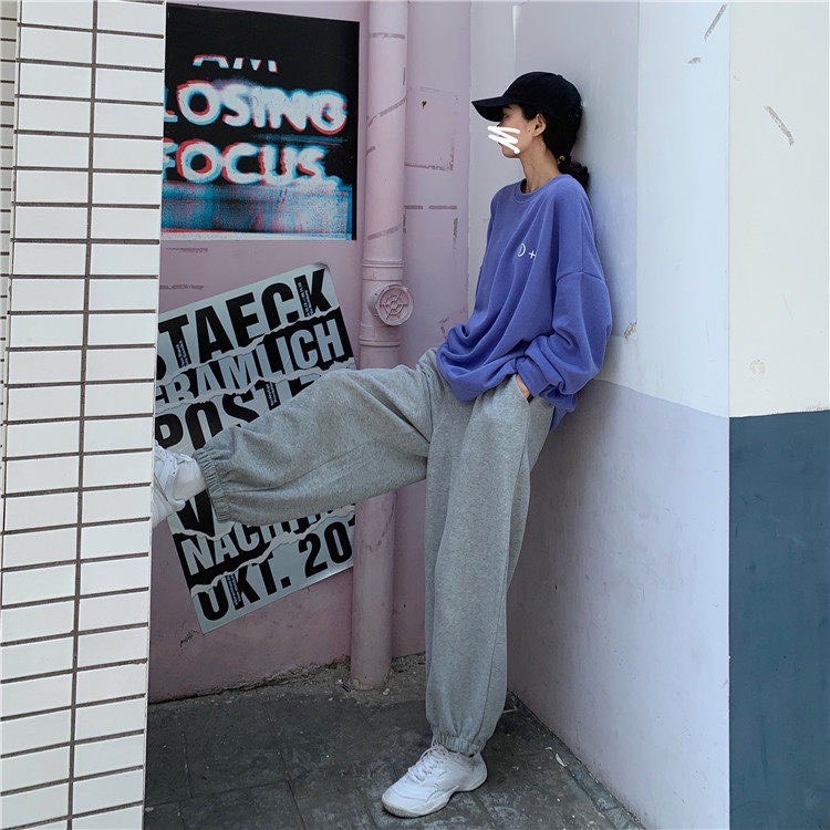 Quần jogger RUBY HOUSE86 from quần ống rộng vải nỉ ép không xù 2 màu Đen Xám, HOT HIT 2021