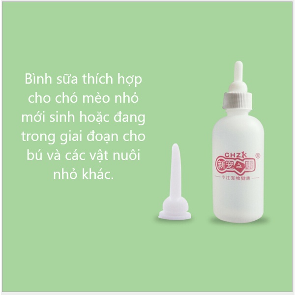 [HCM] Bình ti sữa cho chó mèo sơ sinh 60ml (bộ 4 món)