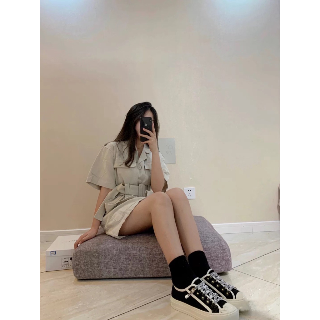 Giày SNEAKER Cổ Thấp Màu Xám Thiết Kế Mới Năng Động Thời Trang